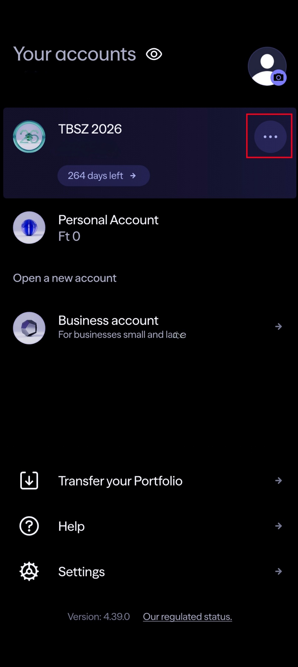 Lightyear profil ikon a jobb felső sarokban