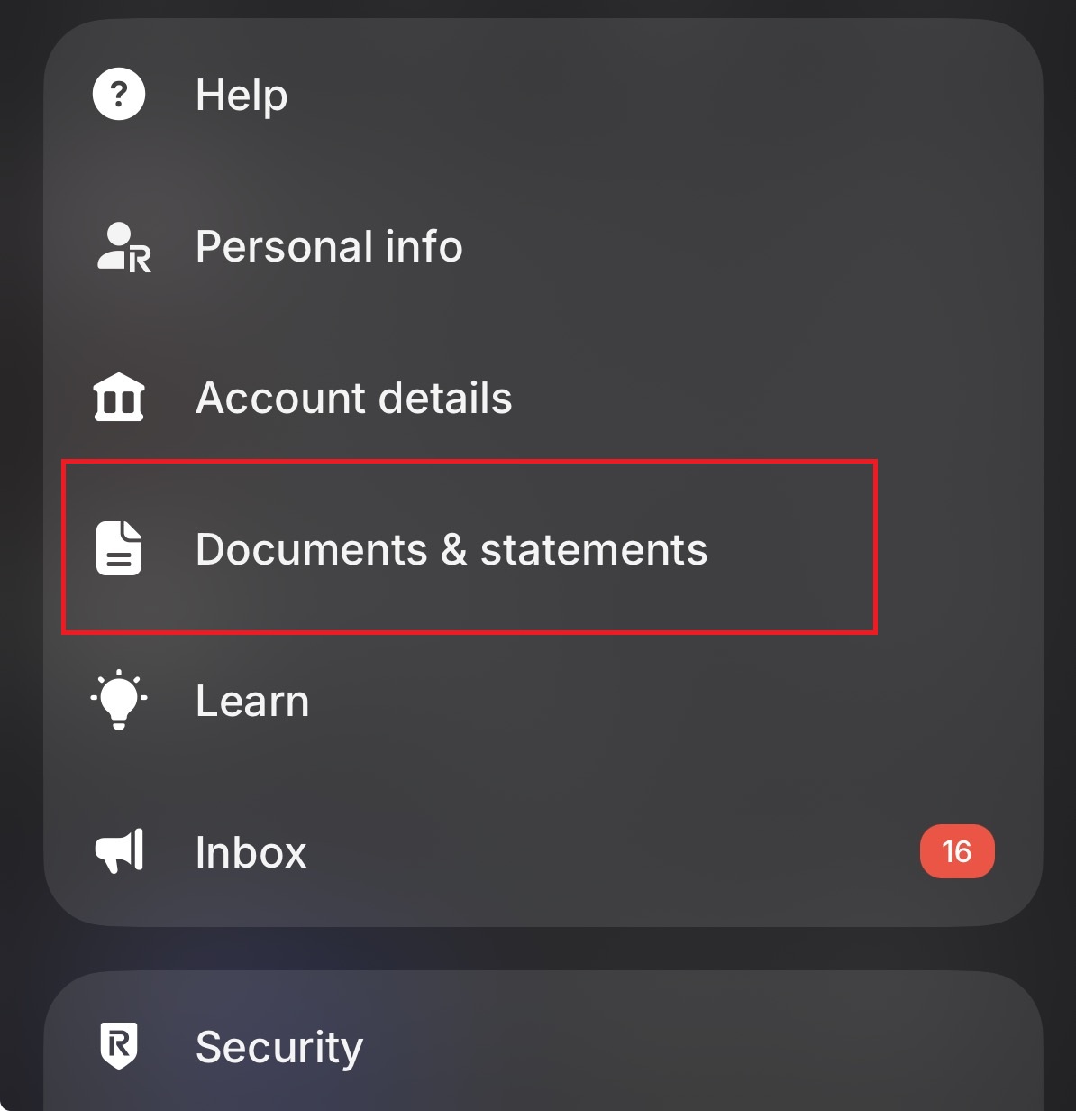 Revolut profil – Documents & statements csempe
